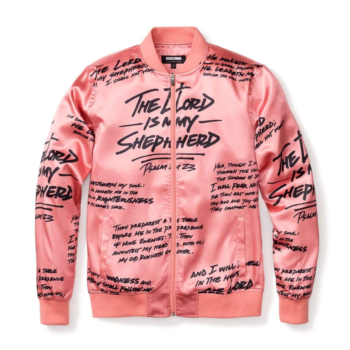 Psalm 23 Rose Gold Bomber Jacket (Black Writing) - 316collection