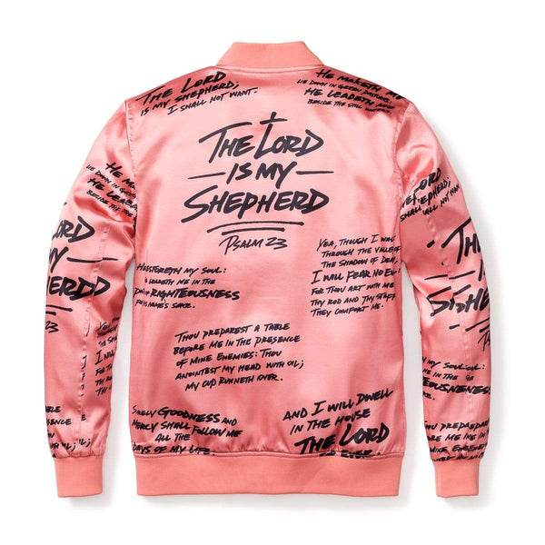 Psalm 23 Rose Gold Bomber Jacket (Black Writing) - 316collection